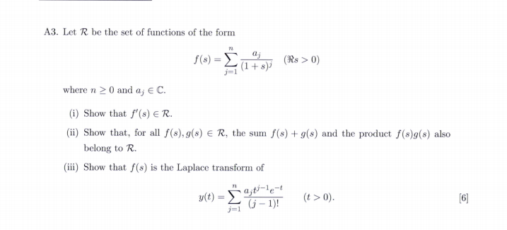 A3 Let R Be The Set Of Functions Of The Form F S Chegg Com