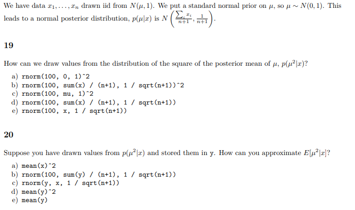 We Have Data Xi Zn Drawn Iid From N M 1 Chegg Com