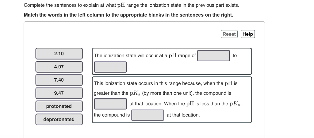 Complete the sentences to explain at what pH range | Chegg.com