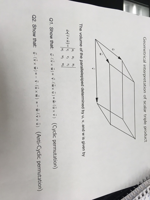 Solved Geometrical Interpretation Of Scalar Triple Produc Chegg Com