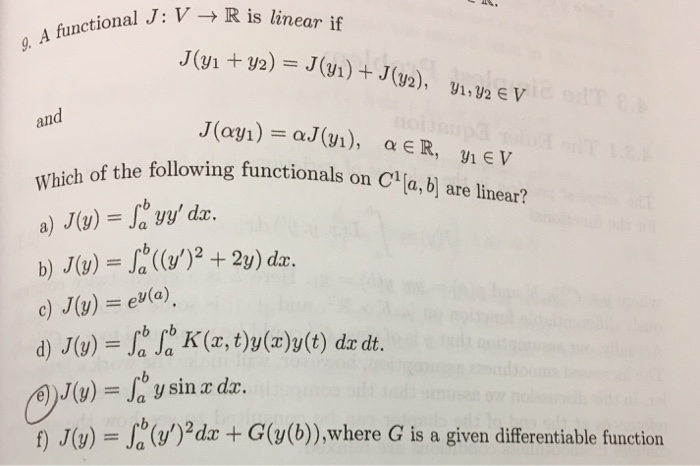 Solved V R Is Linear If G A Functional J And Which O Chegg Com