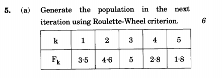 5. (a) Generate the population in the next iteration using Roulette-Wheel criterion.6 4 Fk 3-5 46 2-818