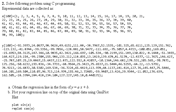 2 Solve Following Problem Using C Programming Chegg Com