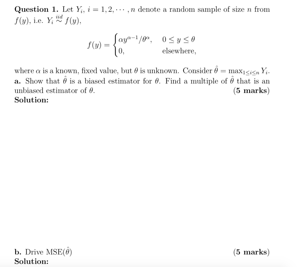 Solved Question 1 Let Y I 1 2 N Denote A Random Chegg Com