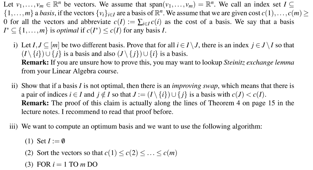 Let Vi V N Rn Be Vectors We Assume That Span Vi Chegg Com