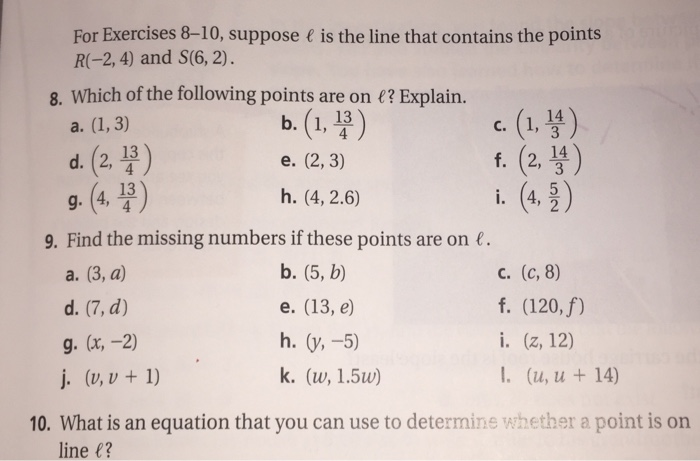 Solved For Exercises 8 10 Suppose E Is The Line That Con Chegg Com