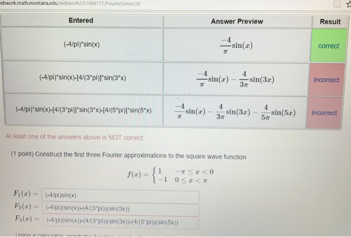 Solved Please Look At The Entered Answers For F 2 X And Chegg Com