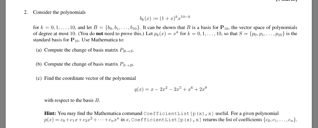 2 Consider The Polynomials H Z 1 Z 노10 K Chegg Com