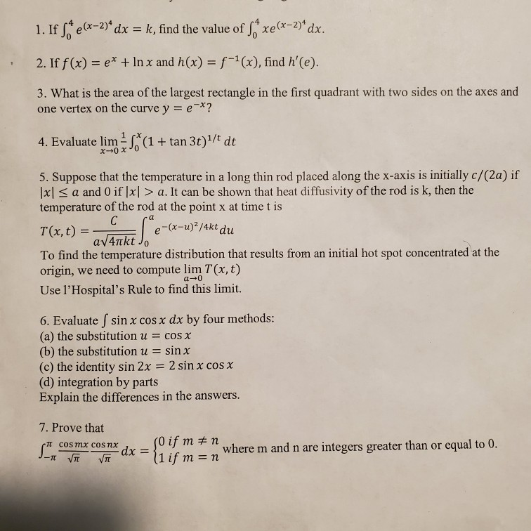 Solved 4 1 If So E X 2 Dx K Find The Value Of E X 2 Chegg Com