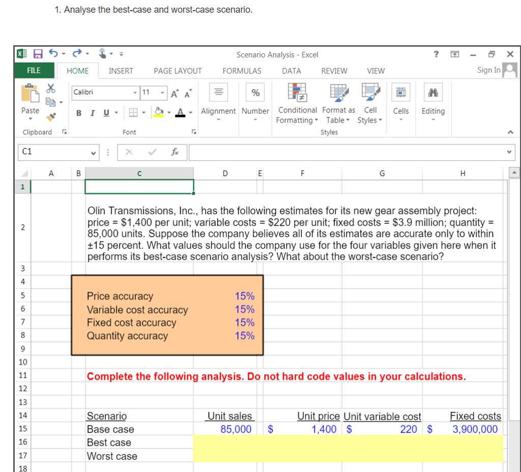 1 Analyse The Best Case And Worst Case Scenario Chegg Com