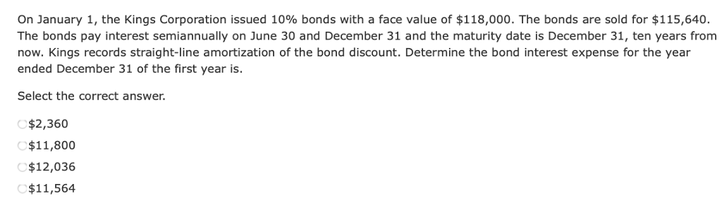 Solved On January 1, the Kings Corporation issued 10% bonds