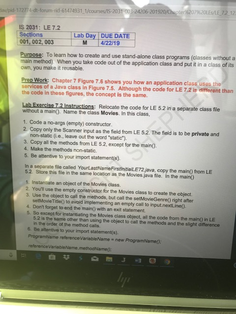 a/pid-172774-dt-forum-rid-61474931 1/courses/IS-2031-003-24206-201920/Chapter%2079%20LEs/LE 72 12 IS 2031: LE 7.2 Sections La