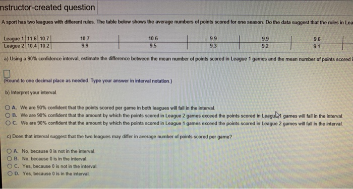 Solved Nstructor Created Question A Sport Has Two Leagues