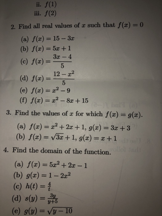 Solved Ii F 2 2 Find All Real Values Of X Such That F Chegg Com