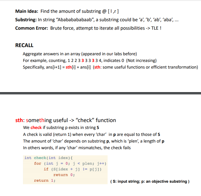 Main Idea: Find the amount of substring@[I,r] Substring: In string Abababababaab, a substring could be a, b, ab, aba,
