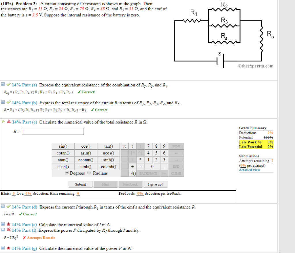 Solved 1000 Problem 3 A Circuit Consisting Of 5 Resist Chegg Com