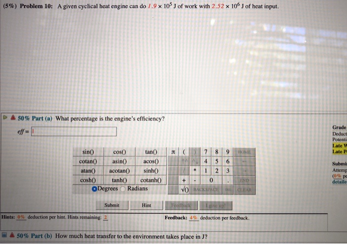 Solved 5 Problem 10 A Given Cyclical Heat Engine Can Chegg Com