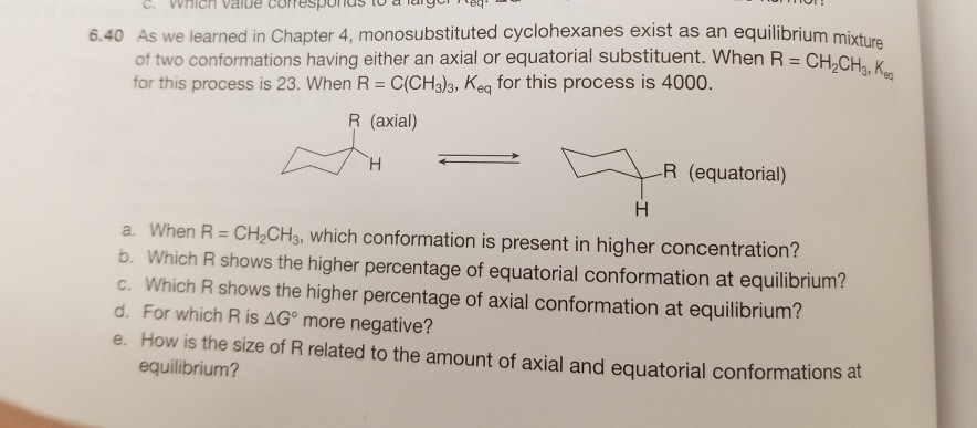Solved Monosubstituted cyclohexanes exist as an equilibrium