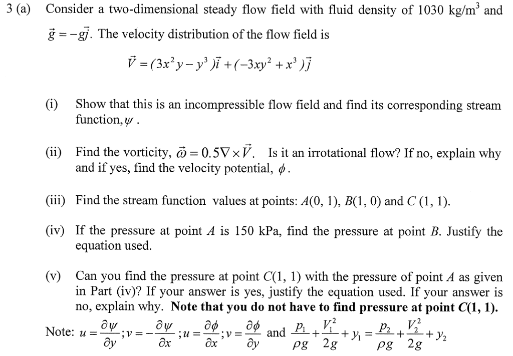 Solved Consider A Two Dimensional Steady Flow Field With Chegg Com