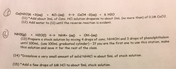 Solved I Need The 6 Rewrites Equations For The Le Chateli