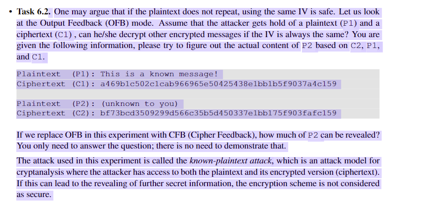 Task 6 2 One May Argue That If The Plaintext Does Chegg Com Task 6 2 One May Argue That If The Plaintext Does Chegg Com