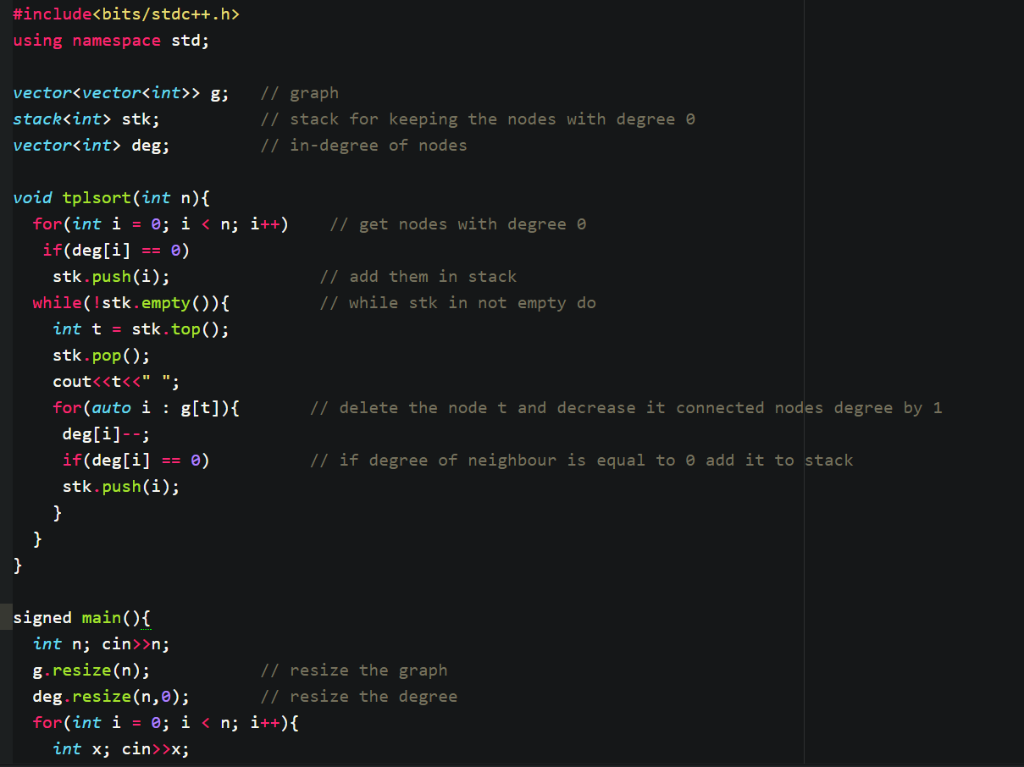 Solved Algorithm Design Analysis Write Program C Construct Topological Sort Using Following Examp Q