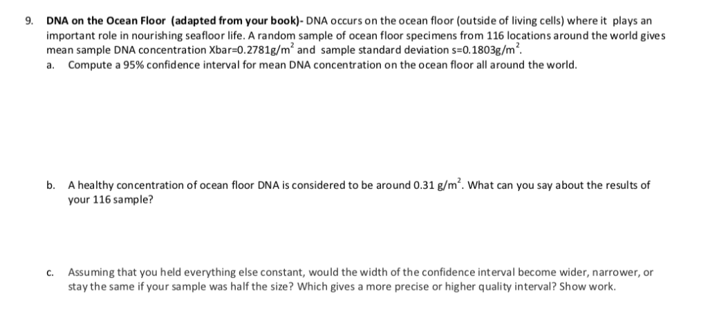 Solved 9 Dna On The Ocean Floor Adapted From Your Book