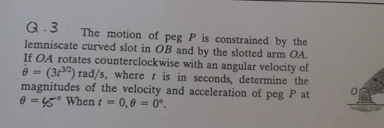 Solved G 3 The Motion Of Peg P Is Constrained By The Lem Chegg Com