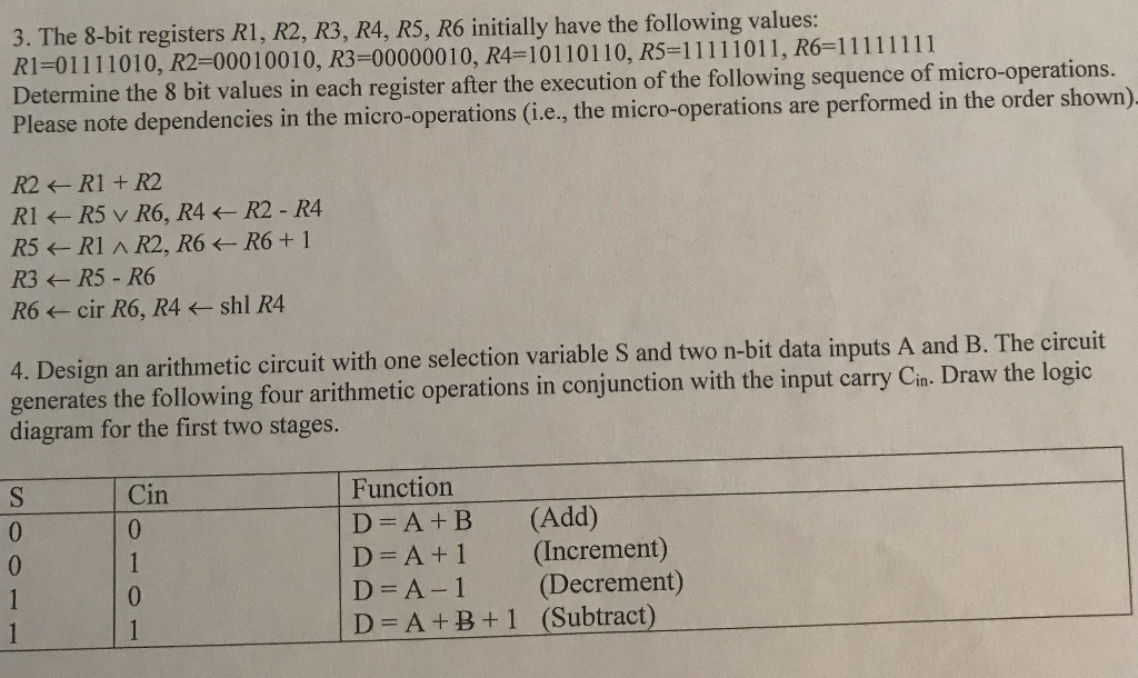 Solved 3. The 8-bit registers R1, R2, R3, R4, R5, R6