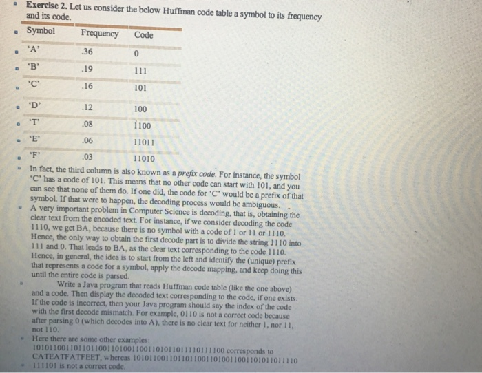 Solved Exercise 2 Let Us Consider The Below Huffman Code Chegg Com