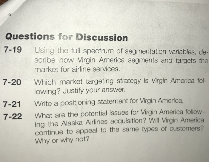 Pany Case Virgin America Flight Service For The Chegg 
