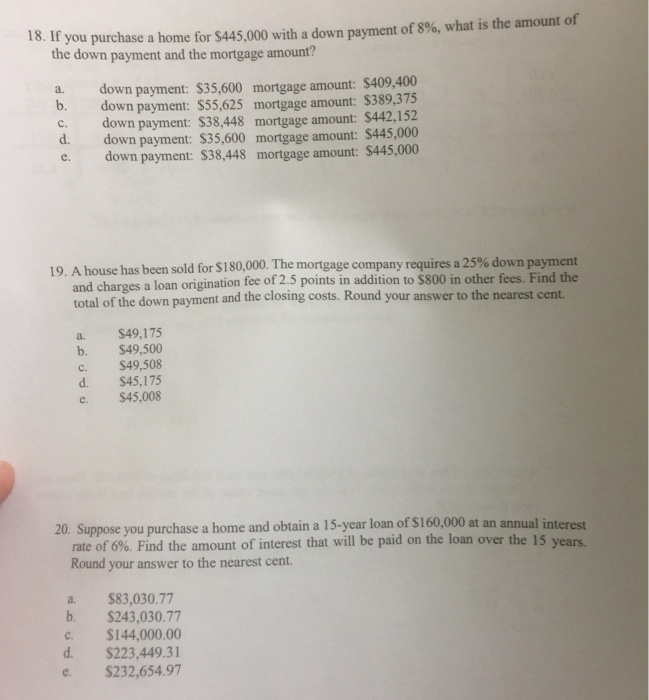 how much down payment for 800 000 house