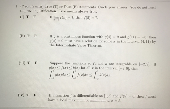 Solved 1 Points Cach True T Or False F Statements Chegg Com