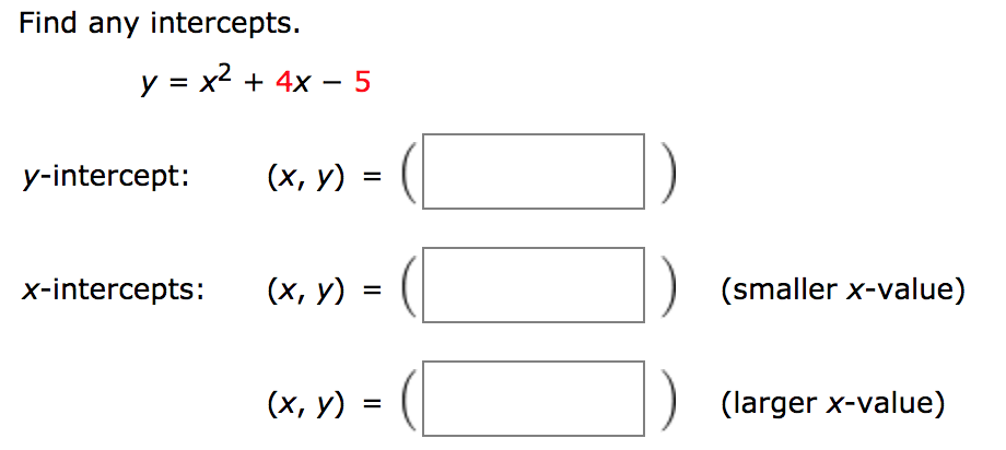 Solved Find Any Intercepts Y X2 4x 5 Y Intercept X Chegg Com