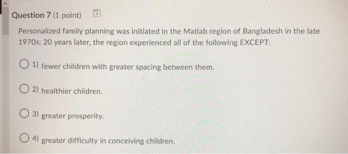 Question 7 1 Point Personalized Family Planning Was Chegg Com