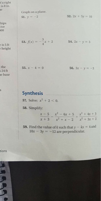 Solved Graph On A Plane Y 2 2x 5y 10 F X 3 4 Chegg Com