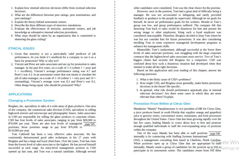 Solved 1 Explain How Internal Selection Decisions Differ