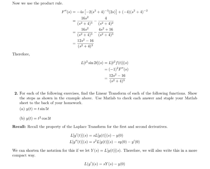 Solved Example Find The Laplace Transform Of T Sin 2t Chegg Com