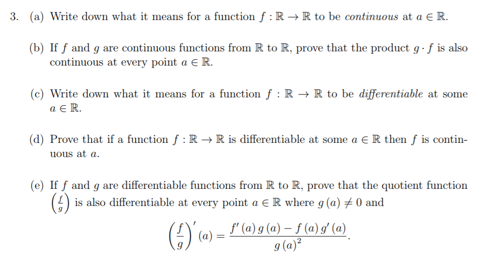 Solved 3 A Write Down What It Means For A Function F Chegg Com