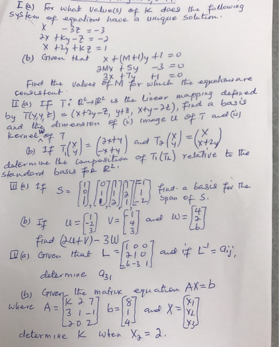 Solved A For What Value S Of K Does The Following Syst Chegg Com