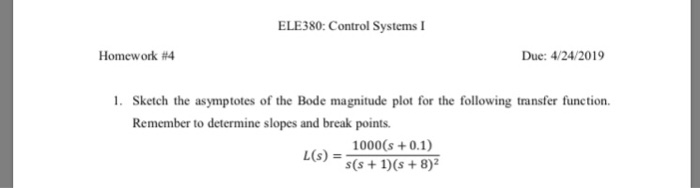 Solved Ele380 Control Systems I Homework 4 Due 42420