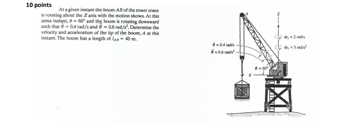 Solved 10 Points At A Given Instant The Boom Ab Of The To Chegg Com