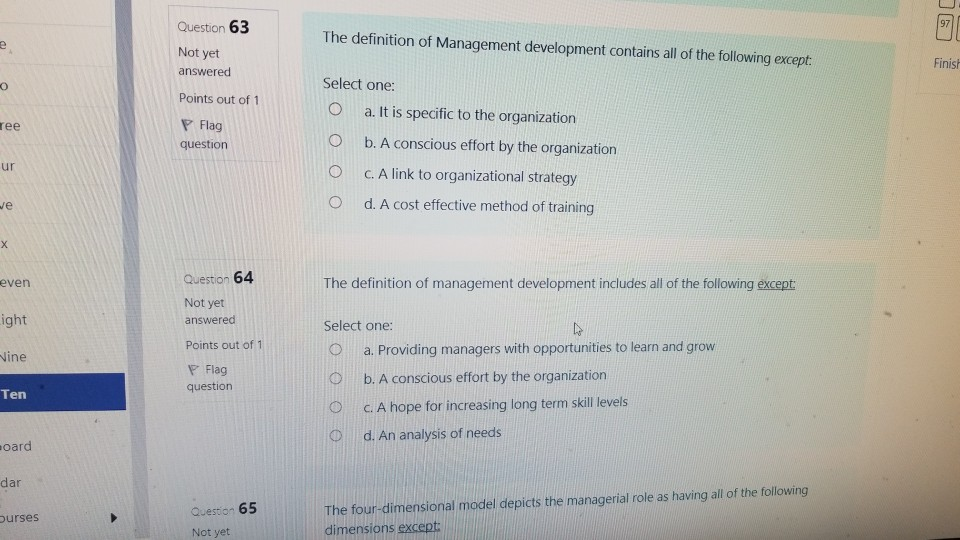 Solved Question 63 97 The Definition Of Management | Chegg.com