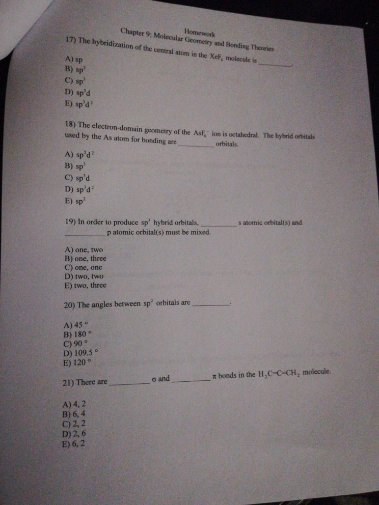 Two molecules have the same molecular geometry picture