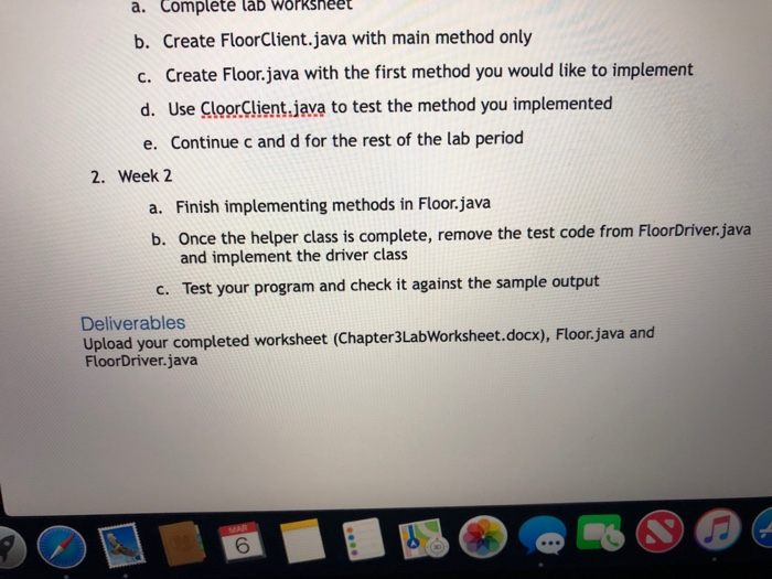 a. Complete laD Worksnee b. Create FloorClient.java with main method onty c. Create Floor.java with the first method you woul