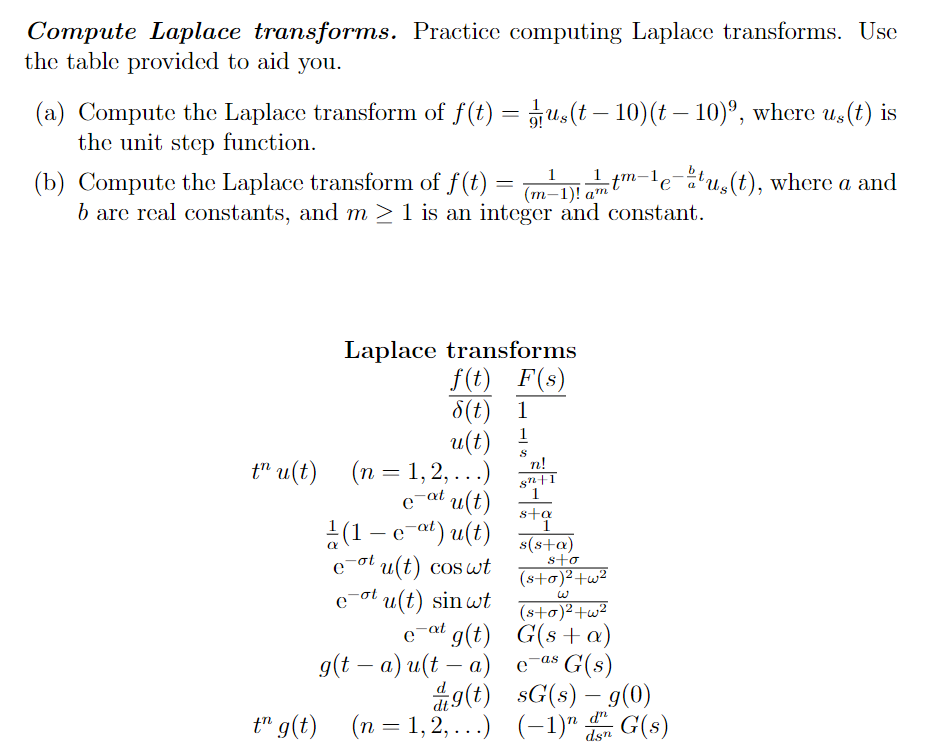Solved Compute Laplace Transforms Practice Computing Lap Chegg Com