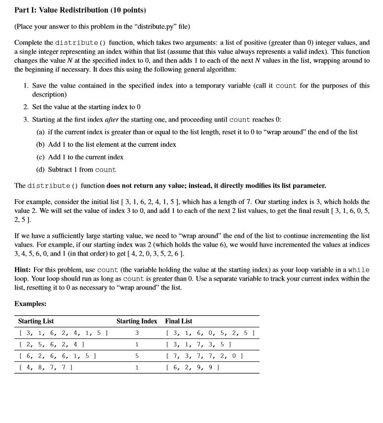 Solved Python Def Distribute Values Start Add Code Return None Ignore Line Modify Remove Code Use Q