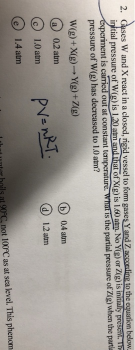Ses W And X React In A Closed Rigid Vessel To Fomm Chegg Com