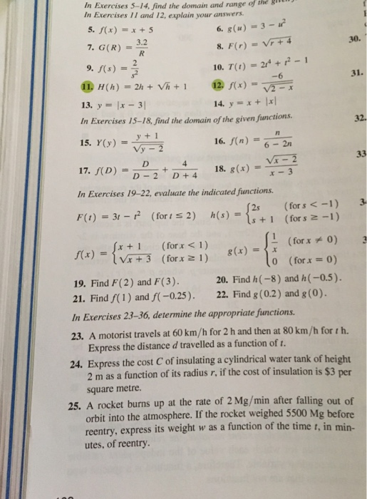 Solved In Exercises 5 14 Find The Domain And Range Of Th Chegg Com