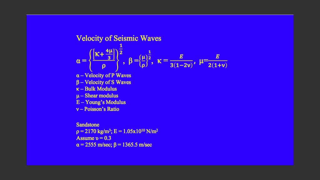 Solved Velocity Of Seismic Waves 1 K 3 3 1 2v P 2 1 V Chegg Com